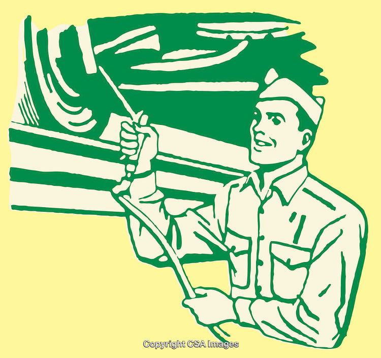 Retro Style Illustration of a Man Operating Industrial Equipment