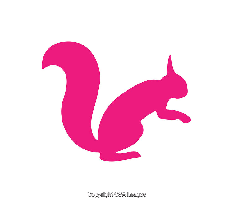 Stylized Pink Squirrel Silhouette Icon on a Clean White Background