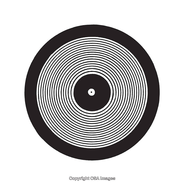 Abstract Black and White Vinyl Record Icon with Concentric Circles