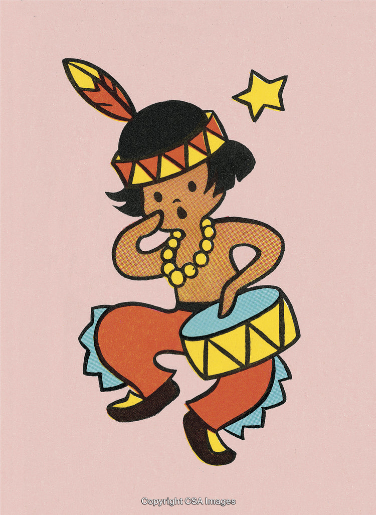 Illustration of a Drummer Wearing Decorative Outfit With Drum and Star Accent
