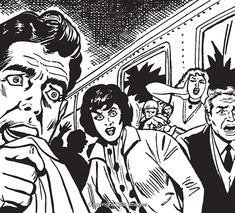 Dramatic Black-and-White Illustration of a Suspenseful Scene