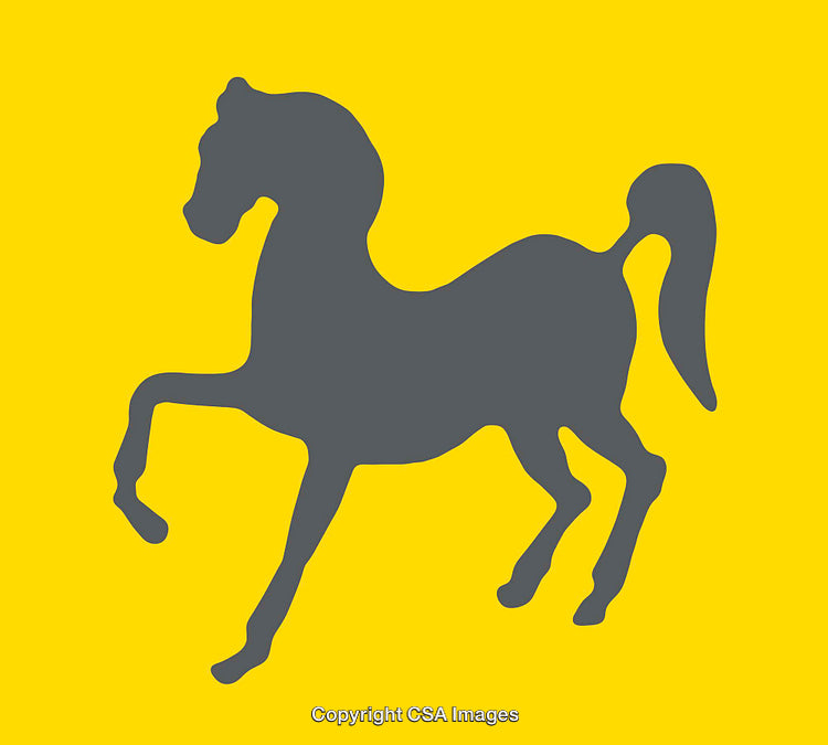 Black Horse Silhouette on a Vibrant Yellow Background