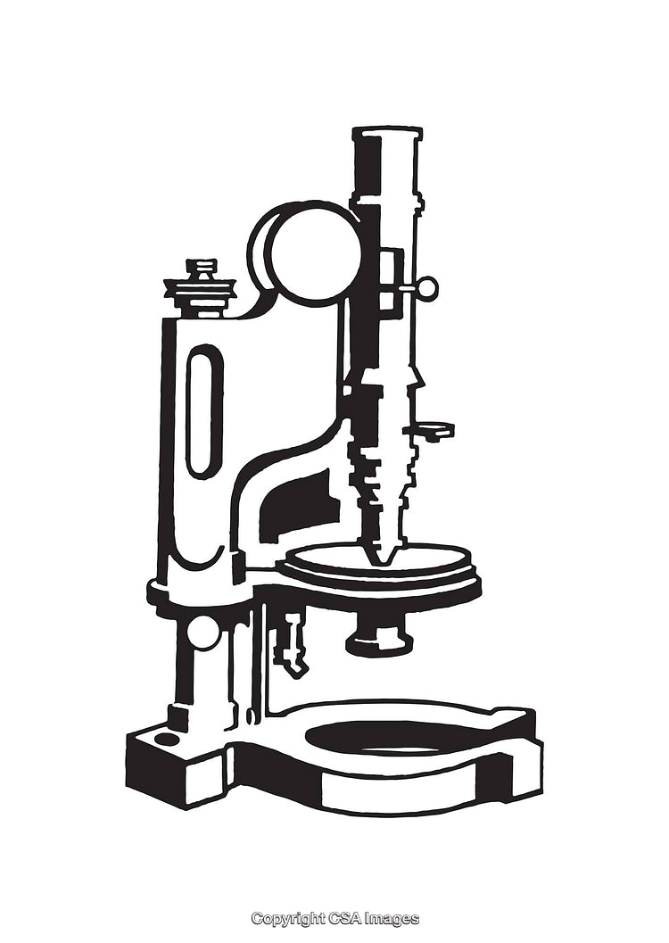 Black and White Line Art of a Classic Microscope Illustration