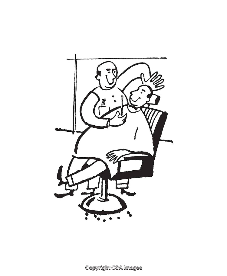 Illustration of a Barber and Client in a Relaxed Setting