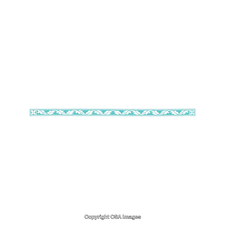 Elegant Border Ornament With Blue Floral and Leaf Patterns