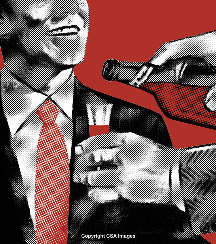 Retro Halftone Design Featuring Social Gathering with Beverage Pouring and Conversation
