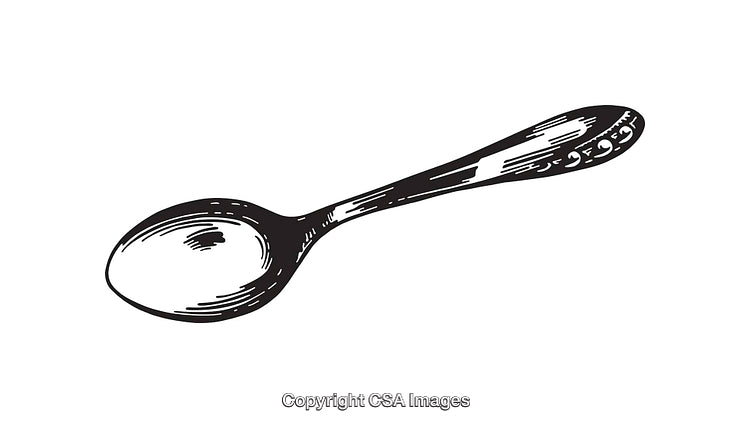 Black-and-White Line Art Illustration of a Spoon with Simple Design