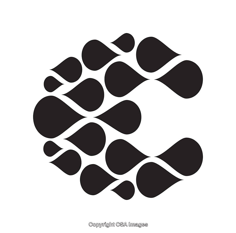 Abstract Circular Pattern Made of Fluid-Like Black Shapes on White Background