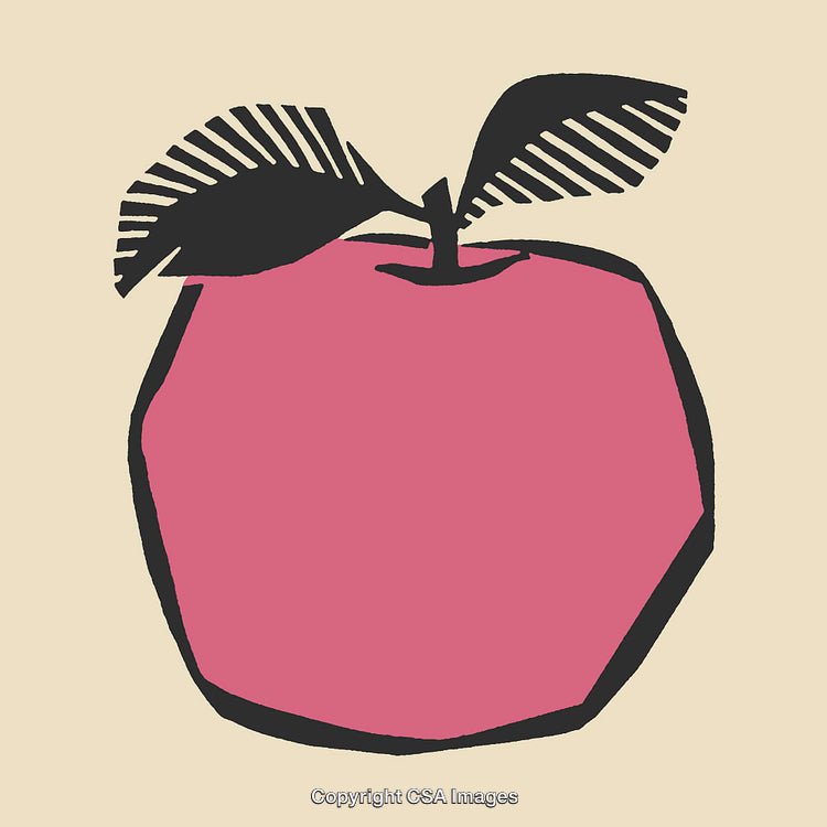 Colorful Line Art Illustration of a Pink Apple on Light Background