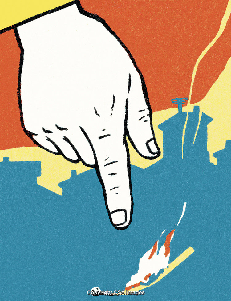 Hand Pointing to a Lit Match