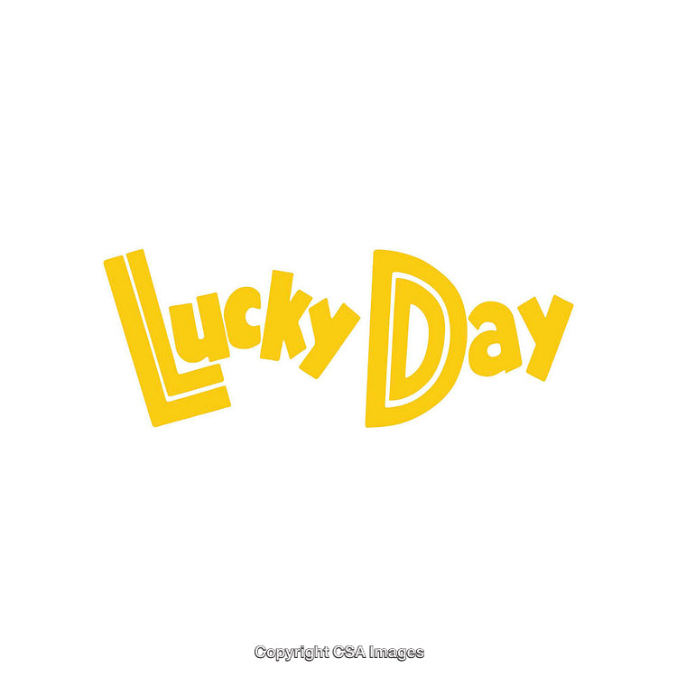 Bright Yellow Typography Showcasing the Words 'Lucky Day' in Bold Letters
