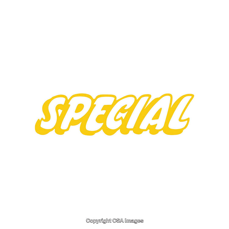 Yellow "Special" Text on White Background with Bold Font