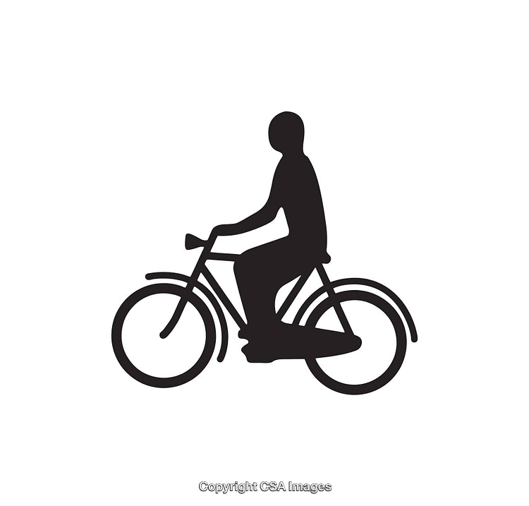 Black Silhouette Icon of a Person Riding a Bicycle