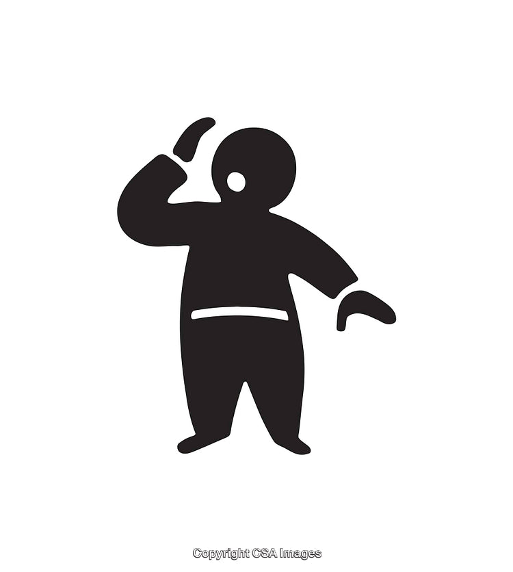 Bold Black and White Illustration of a Waving Character Design