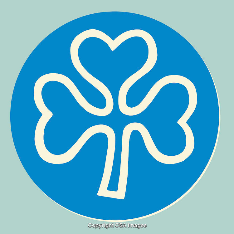 Stylized Four-Leaf Clover Icon with Heart-Shaped Leaves