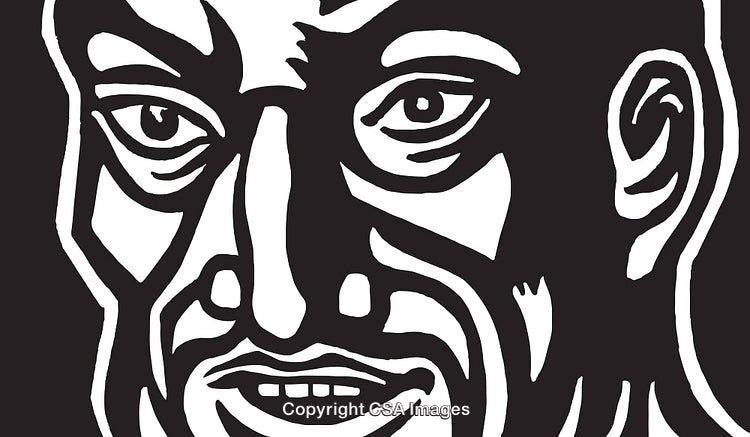 Bold Black and White Line Art Portrait Design Illustration