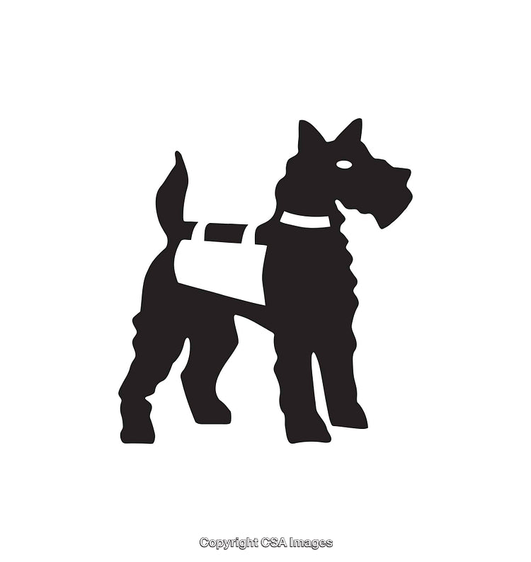 Silhouette of a Terrier Dog in Minimalist Black and White Style