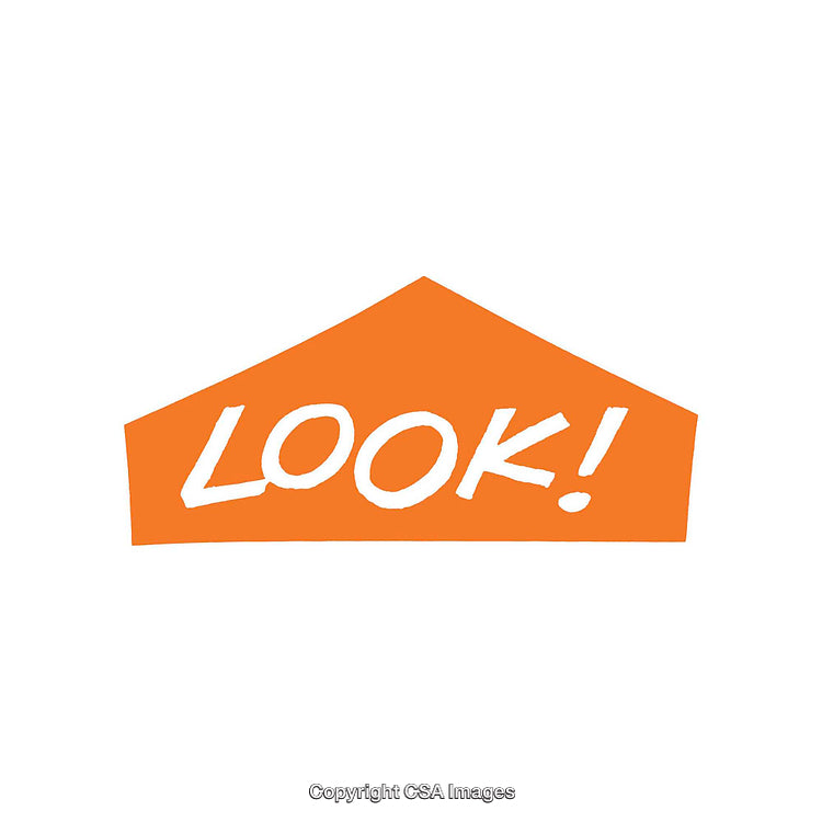 Orange Arrow Design with Bold Text and Exclamation Point