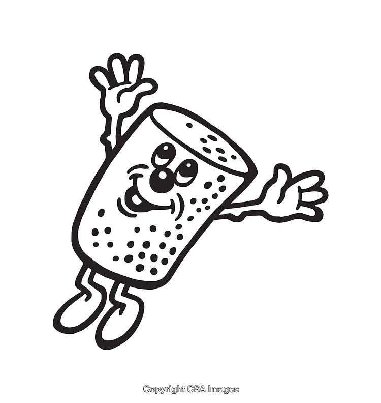 Happy Animated Character with Smiling Face in Black and White Line Art