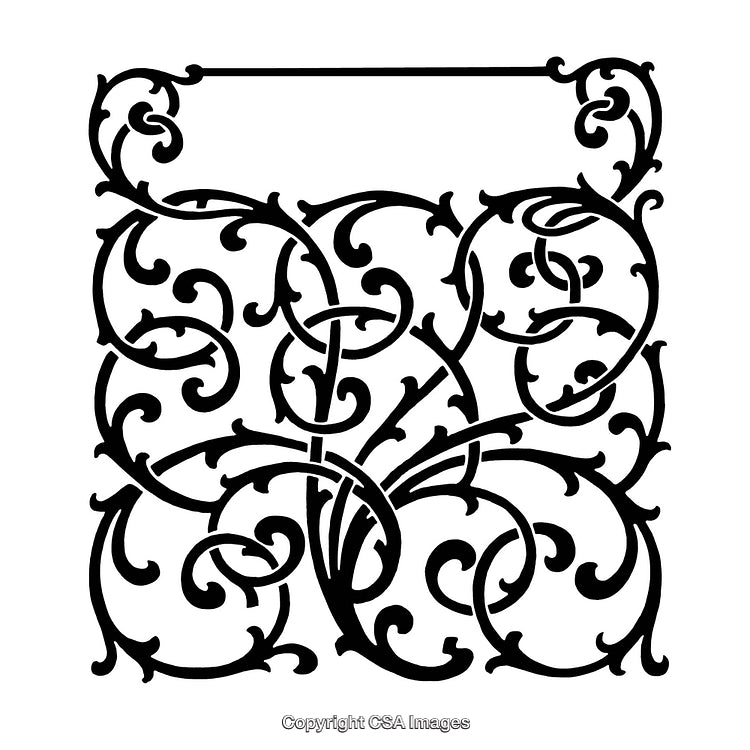 Intricate Black Decorative Design with Floral and Geometric Elements