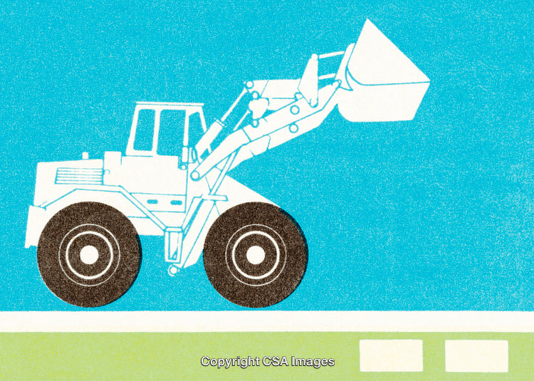 Illustration of a Loader Tractor on a Minimalistic Background