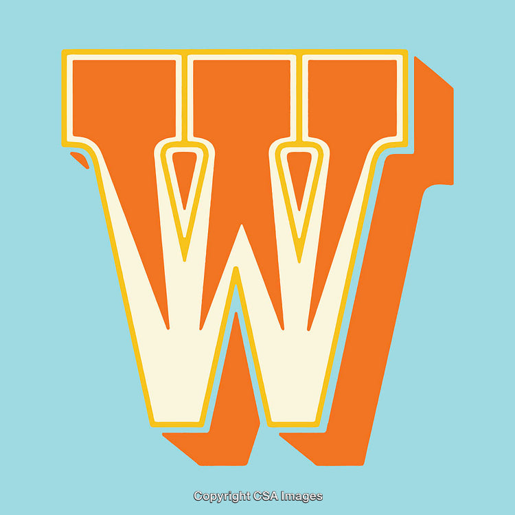 Colorful Stylized Letter W on a Blue Background