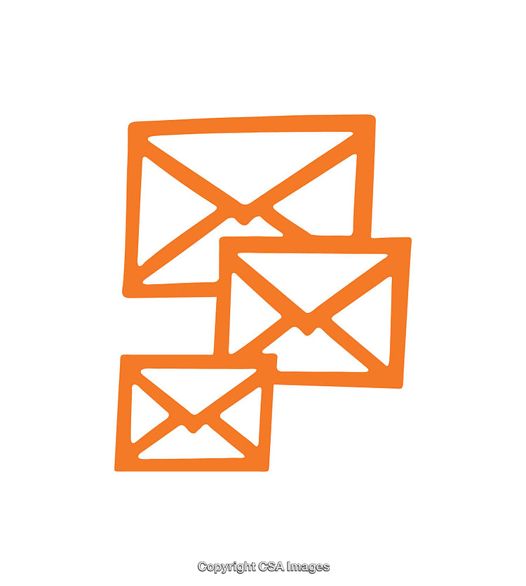 Simple Orange Mail Icons Depicting Multiple Envelopes