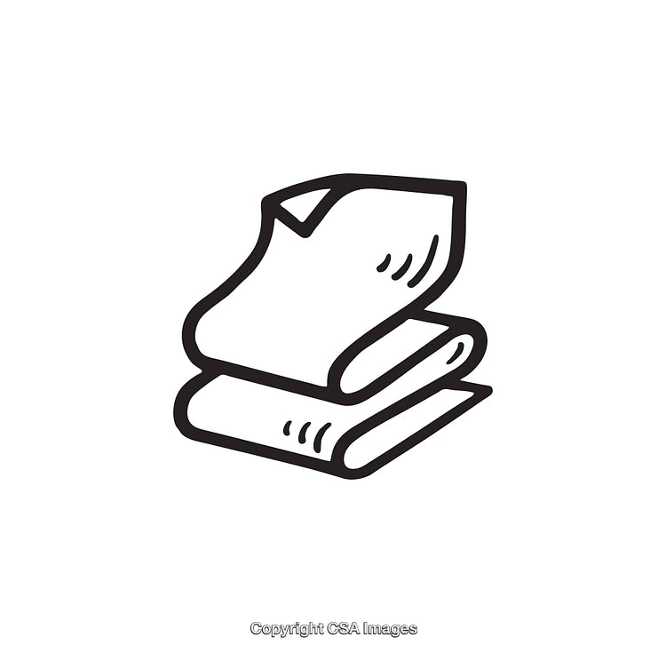 Minimalist Line Art Icon of Folding Paper or Documents