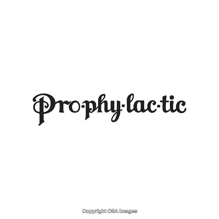Elegant Vintage Typography Design Spelling "Prophylactic" With Classic Lettering Style