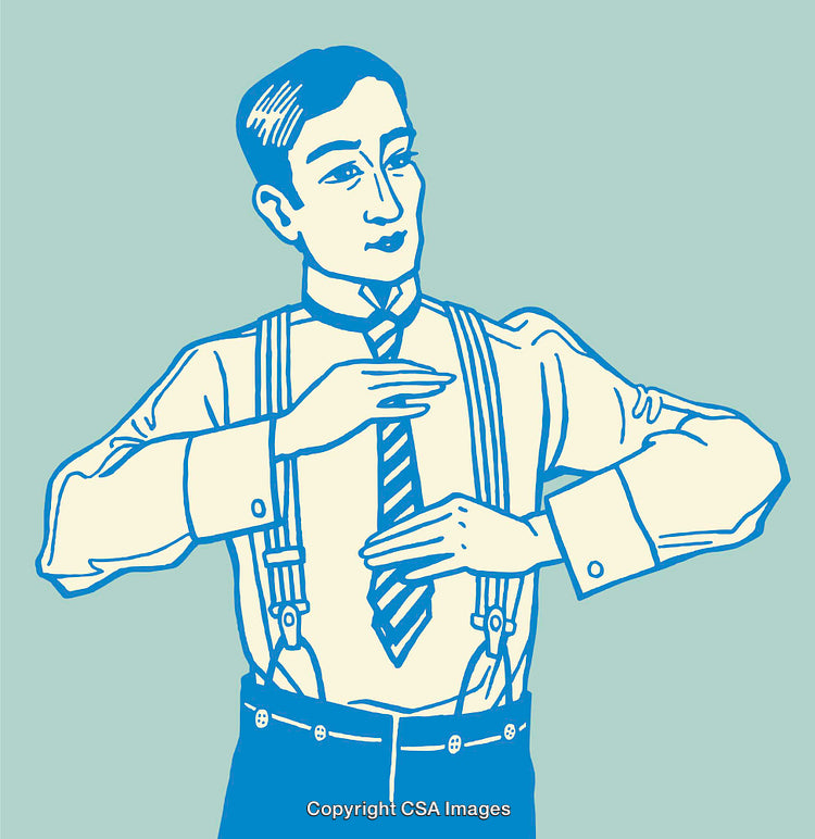 Vintage Style Male Portrait Illustration with Suspenders and Tie