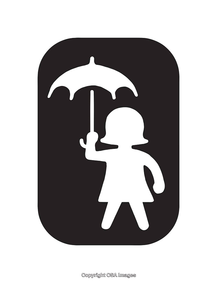 Silhouette of a Girl Holding an Umbrella in Simple Artistic Design