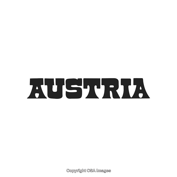 Black Bold Austria Text Artwork Design on White Background