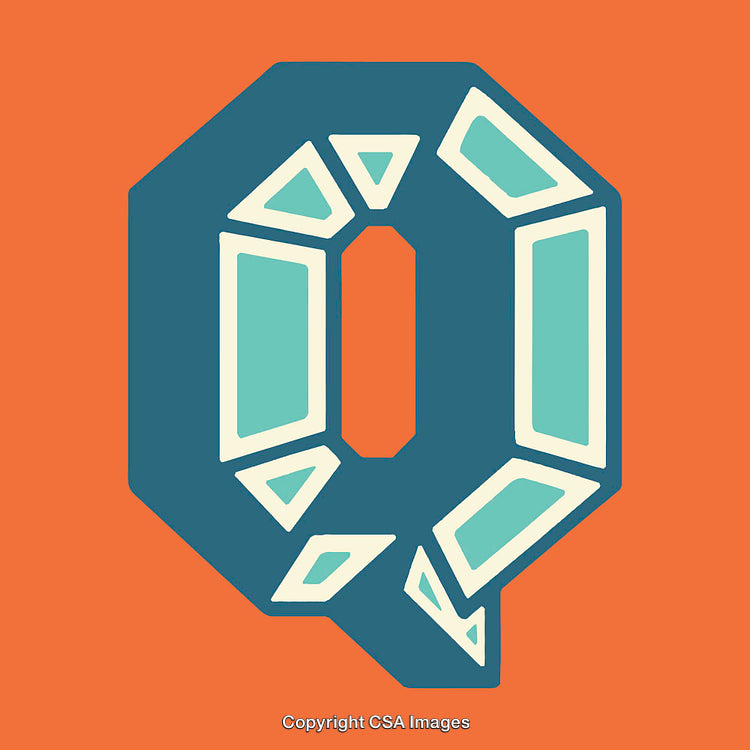 Abstract Letter Q Design in Geometric Style on Orange Background