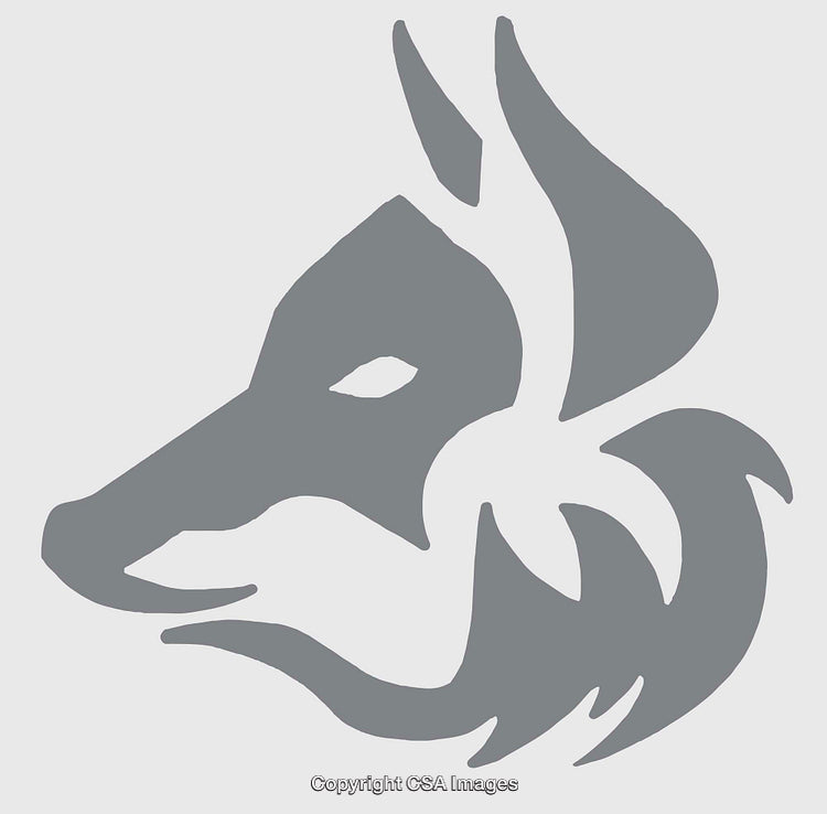 Stylized Wolf Logo with Abstract Line Art Design