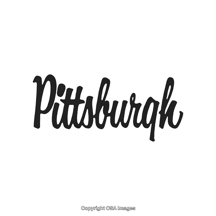 Handwritten Pittsburgh Script Design with Bold Typography on White Background