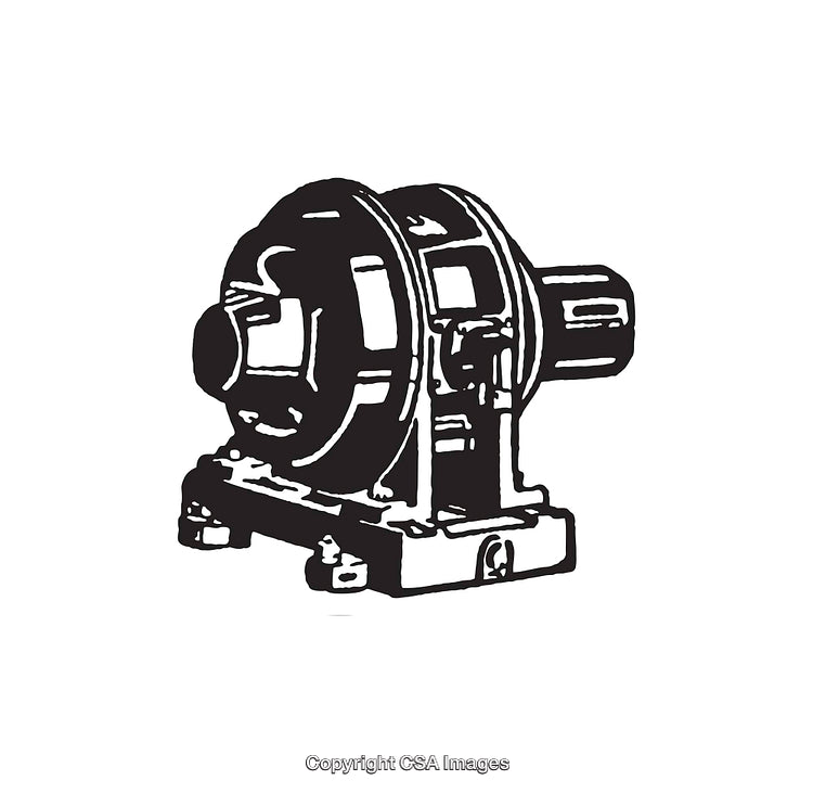 Monochrome Line Art Illustration of a Mechanical Industrial Machine