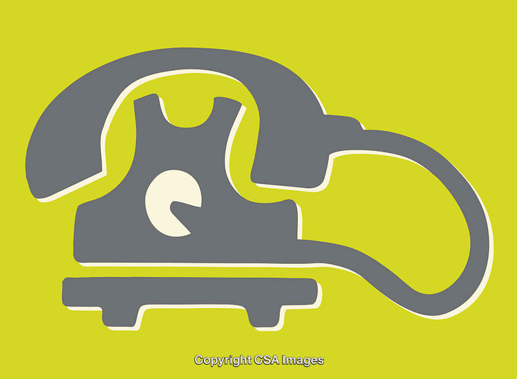 Retro Analog Telephone Illustration with Bright Yellow Background