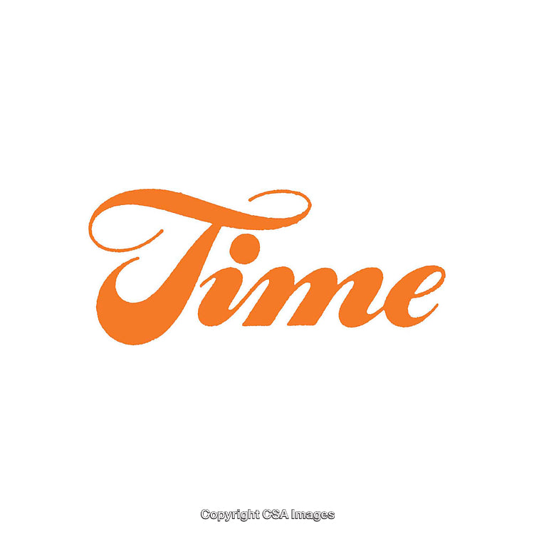 Elegant Orange Typography of the Word Time on White Background