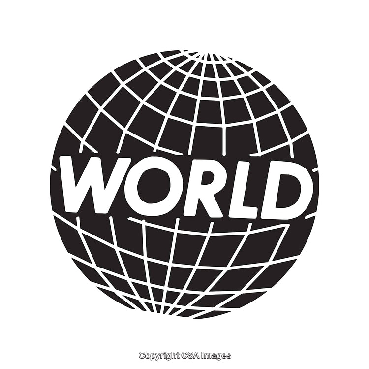 Global Illustration Featuring Black Lines and a World Text Element
