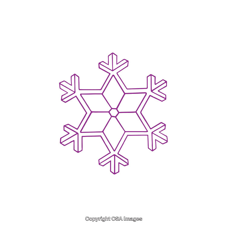 Purple Snowflake Line Art on a White Background
