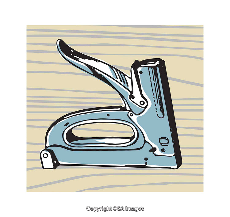 Handheld Staple Gun Illustration with Retro Artistic Style