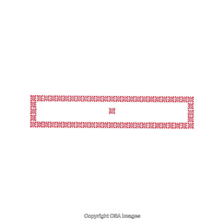 Traditional Red Patterned Border With Intricate Geometric Designs on White Background