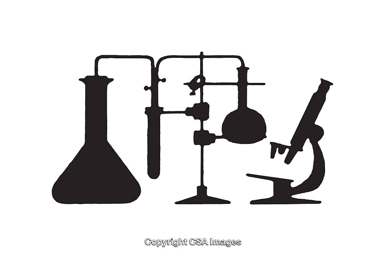 Black and White Science Equipment Silhouette Icons