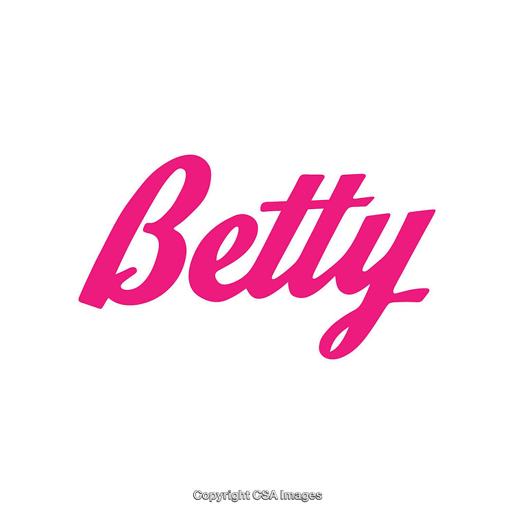 Bold Pink Script Typeface Featuring the Word 'Betty' on a White Background