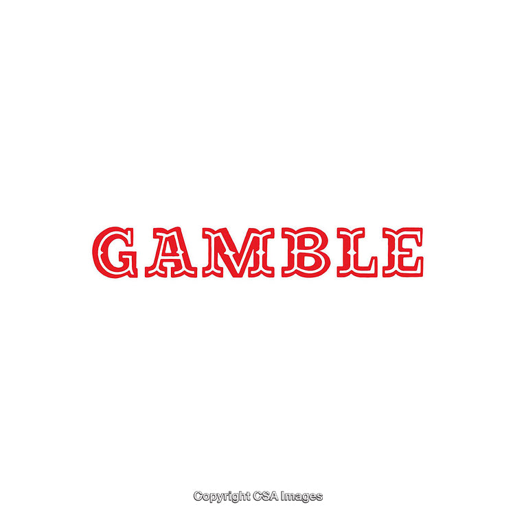 Gamble Word Graphic in Red Font on White Background