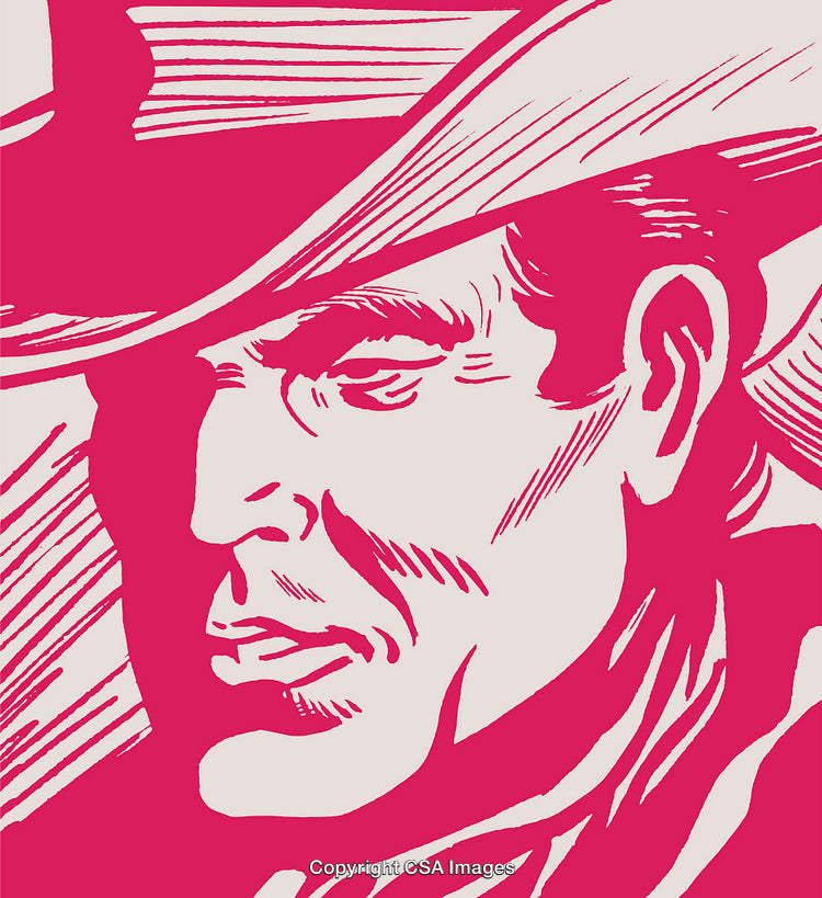 Vibrant Pop Art Illustration of a Man in a Cowboy Hat