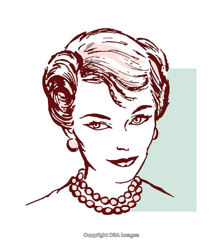 Vintage Portrait of a Woman with Retro Hairstyle and Accessories
