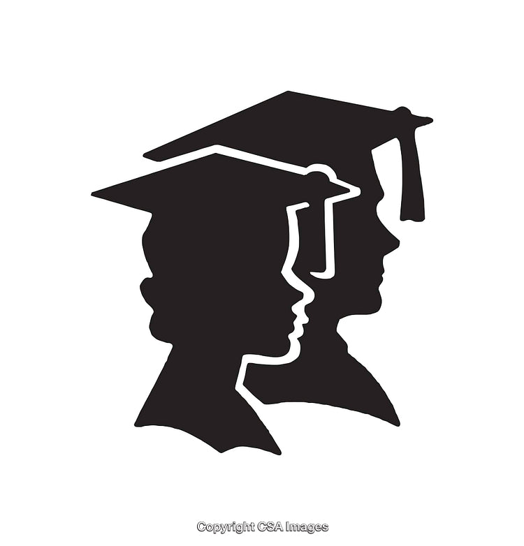 Silhouette of Male and Female Graduates in Graduation Caps