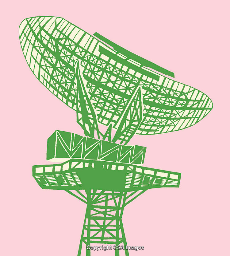 Abstract Illustration of a Satellite Dish on a Pink Background