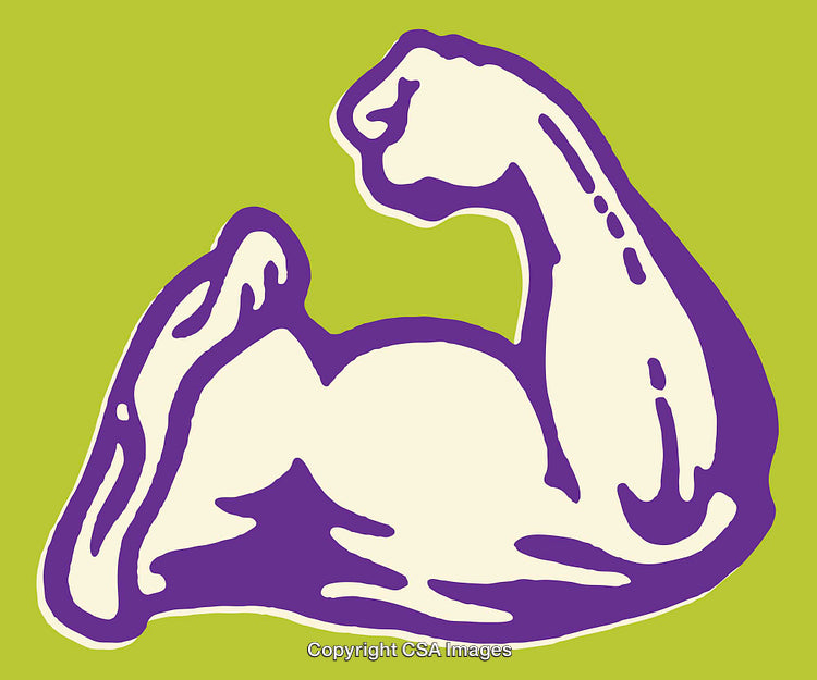 Colorful Illustration of Flexed Arm Symbolizing Strength and Empowerment